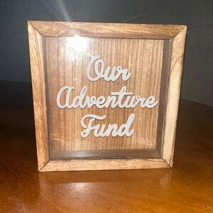 Wooden Adventure Fund Box with White Lettering